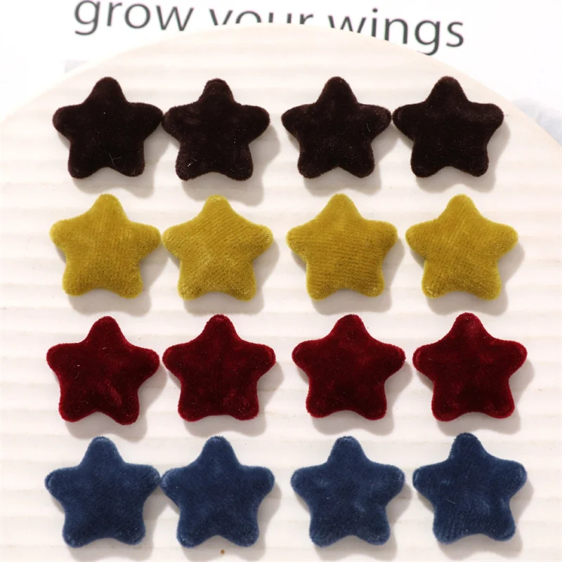 

Winter style 100pcs/lot 21mm color velvet effect cartoon star shape cabochon beads diy jewelry garment hair accessory