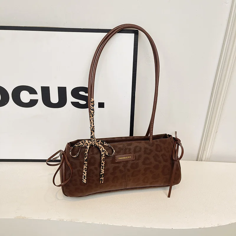Retro Small Bag Women's Commuter Versatile Shoulder Underarm Fashion Handbag French Bread Bag Urban Minimalist Style PU Leather