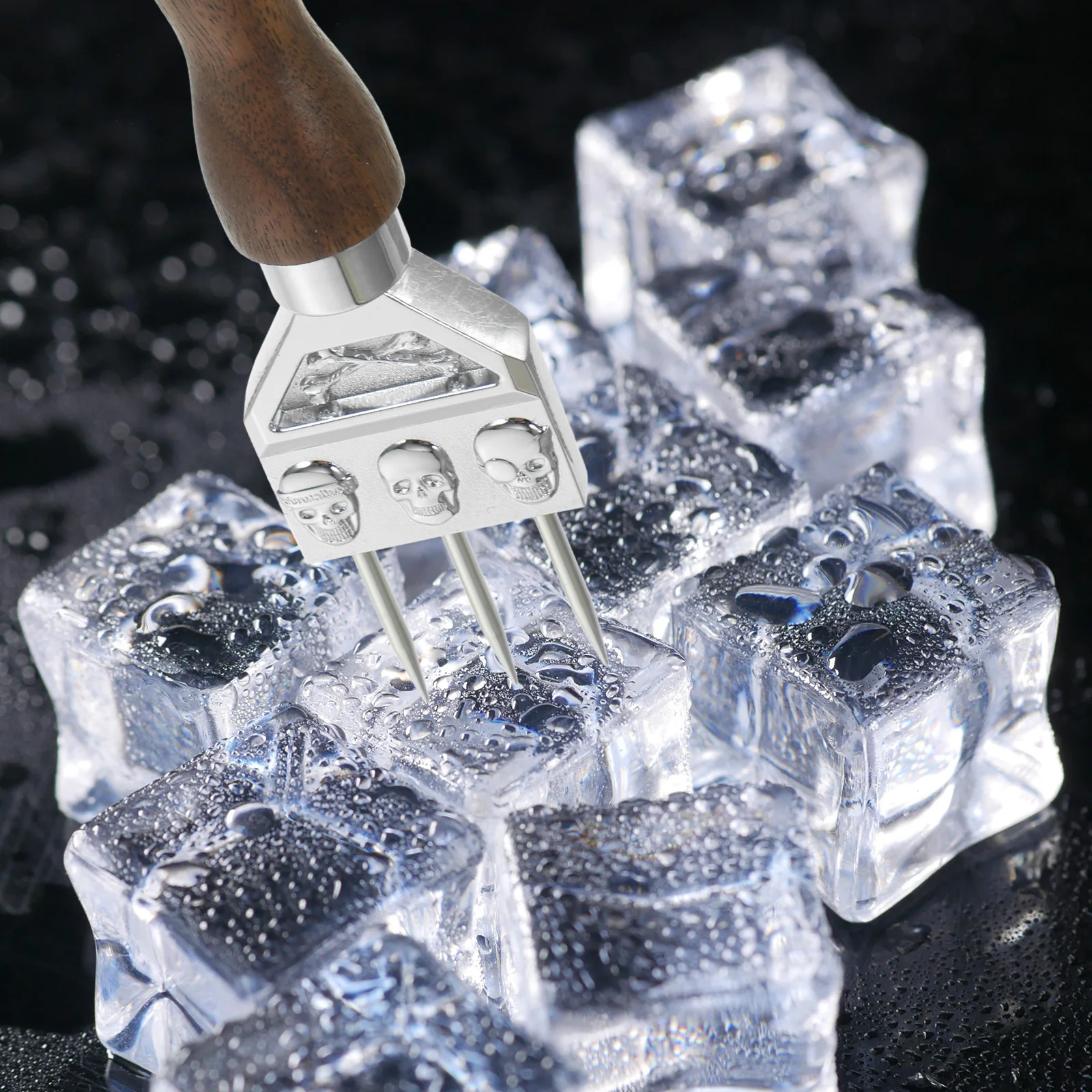 

Ice Breaker Wood Handle Pick Portable Picks Picker Puck for Kitchen Stainless Steel Breaking Gadgets Silver Household