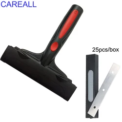 CAREALL Long Handle Razor Scraper for Car Window Glass Ceramic Labels Sticker Remover Cleaning Tool with Metal Blades Squeegee