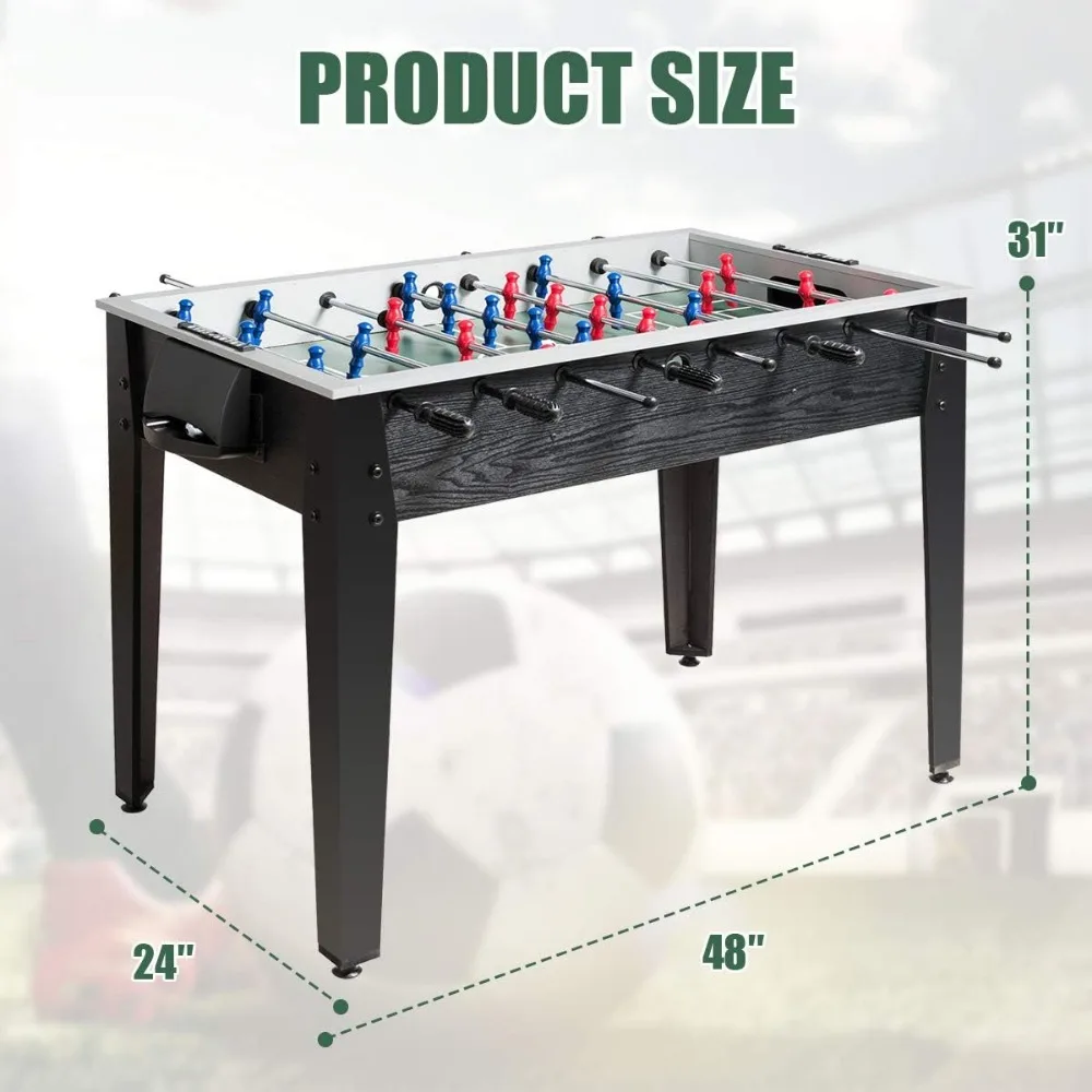 48'' Foosball Table, Wooden Soccer Table Game w/Footballs, Suit for 4 Players, Competition Size Table Football for Kids