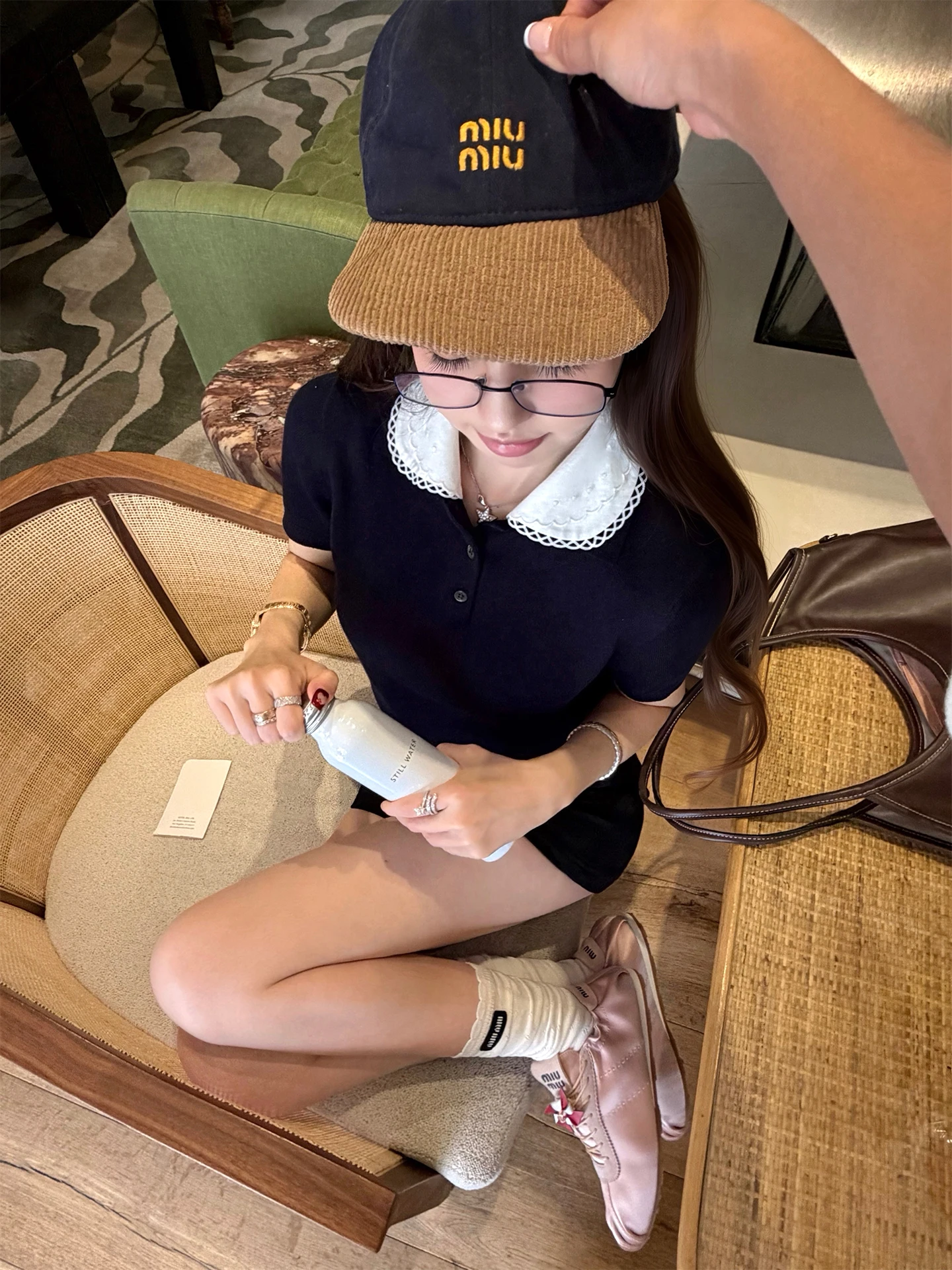 

Good Morning Fan Fan MU Silk Wool Blend ort Sve Knitted Double Layer Doll Collar Soft Agel Gentlewoman Feeling Women...