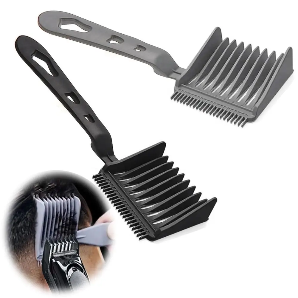 Ferramenta de estilo masculino barbeiro fade pentes ergonômico plástico corte de cabelo pente barbeiro suprimentos gradiente design curvo posicionamento pente