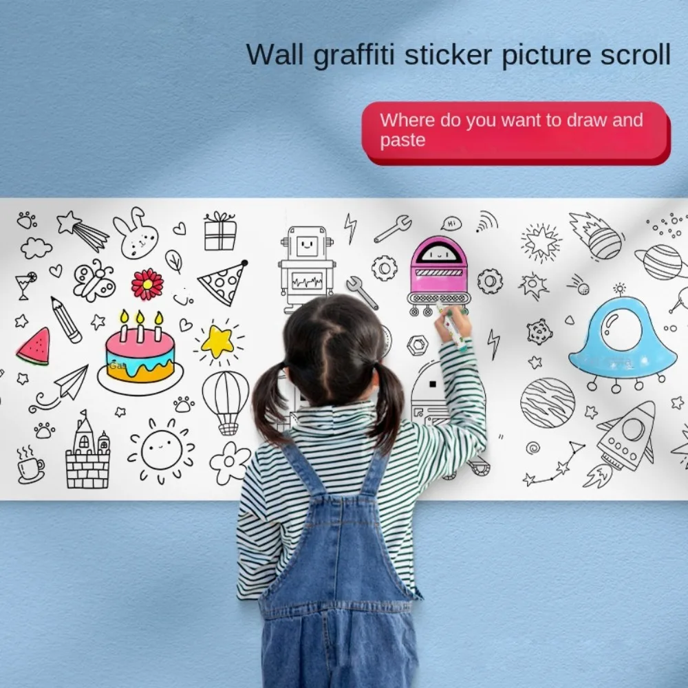 Graffiti Scrolls Gouache Art DIY Toys Blank Coloring Sticker Color Filling Paper Children's Drawing Roll Watercolor Paper