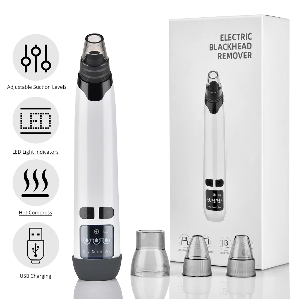 

Hot Compress Blackhead Remover Vacuum Suction Acne Electric Nose Face Deep Cleansing Skin Care Device