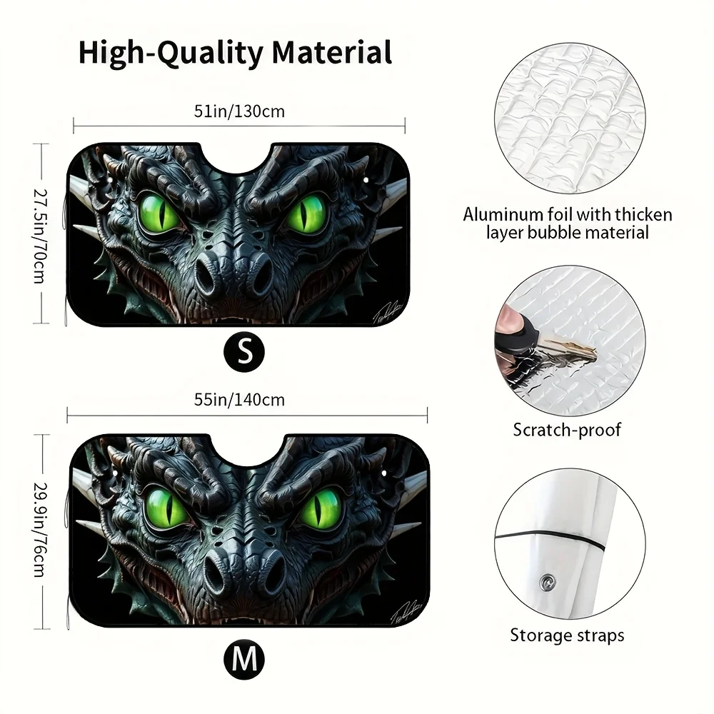 1pc Halloween Car Front Window Sunshade With Creative Dark Fantasy Snake Art Eyes Print - Foldable & Easy To Use, Durable Polyes