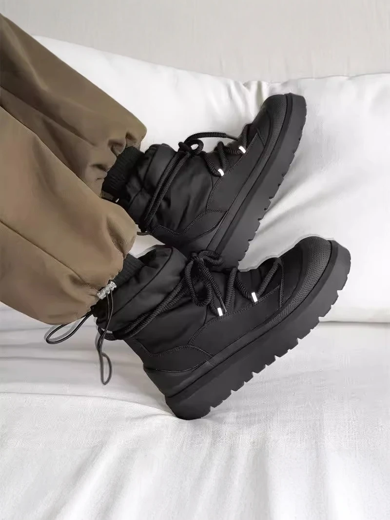 Men's Winter Thickened Fleece Lined Snow Boots  Boot Cotton Boot Fur below 40 Degrees Cold Resistant Large Cotton Shoes