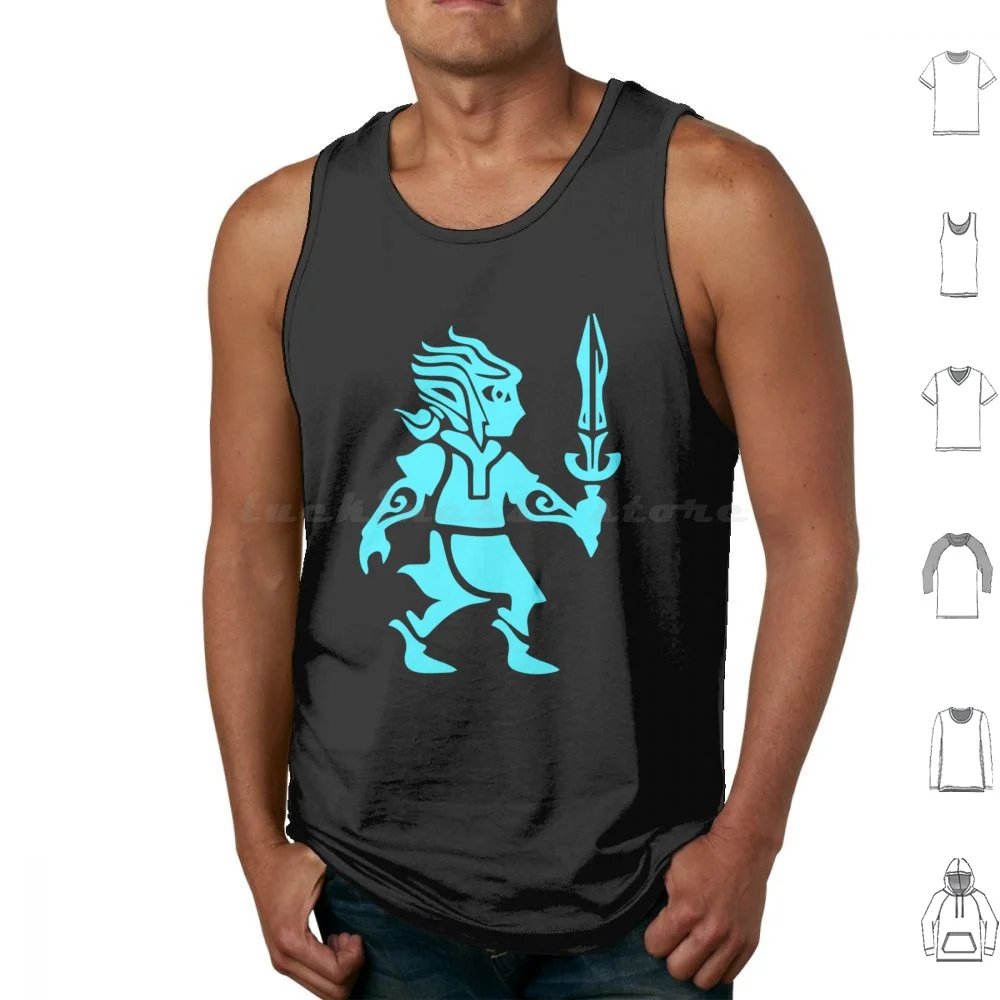 Blue Sheikah Rune Hero Tank Tops Print Cotton Legend Of The Legend Of Link Breath Of The Wild Gaming Loz Korok Majoras