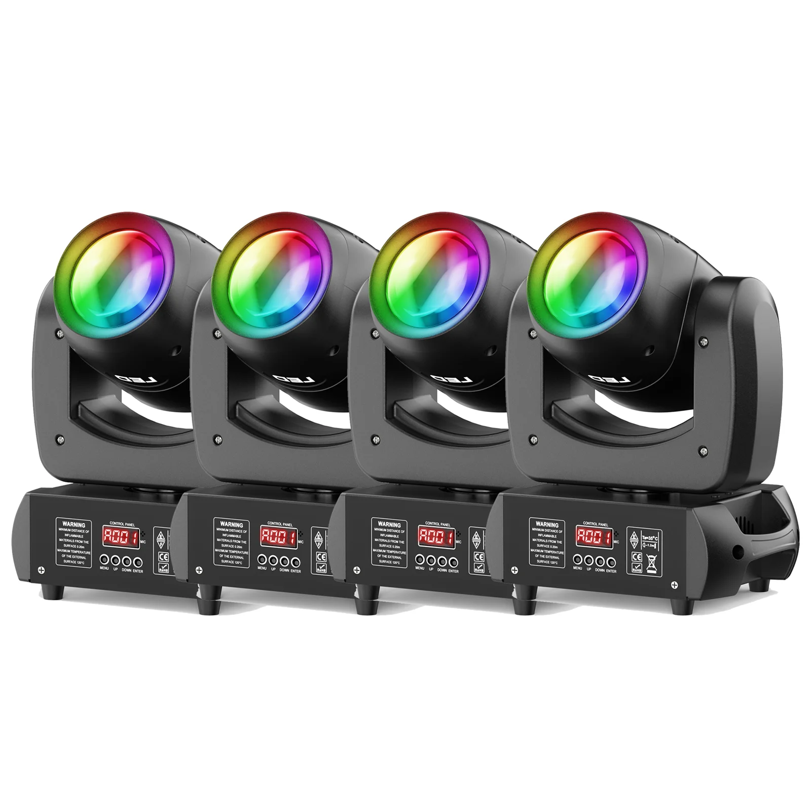 Yiflamefly 4 Stück 120W LED Beam Gobo Moving Head Lights mit 18 Prismen, DMX Bühnenbeleuchtung mit Blendeffekt für Hochzeiten, Partys, DJs und Clubs
