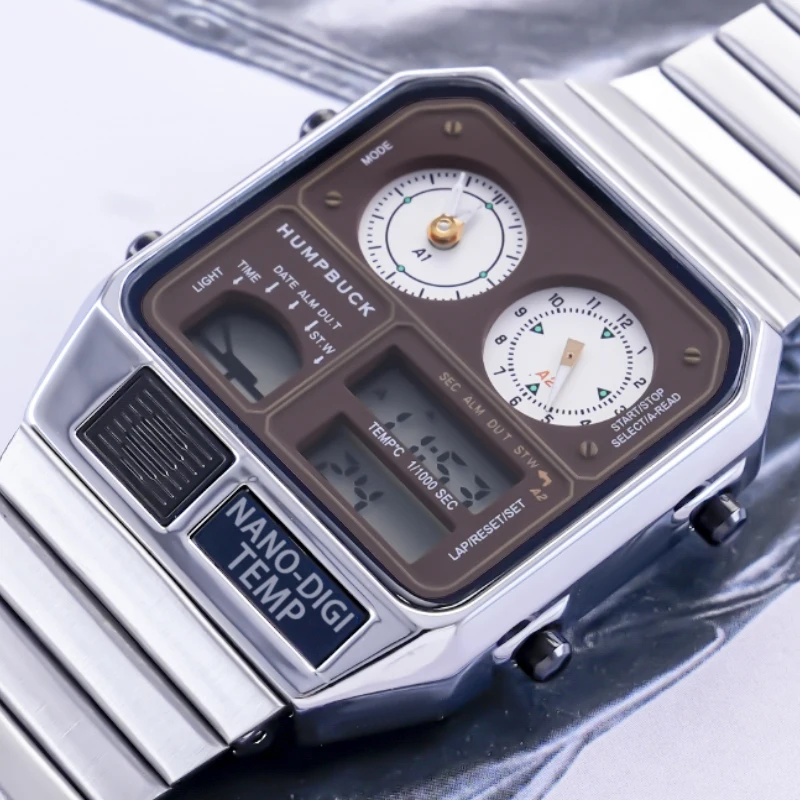 Top Luxury Stainless Steel Strap Countdown  Man Digital Watch 3bar Waterproof Back Light