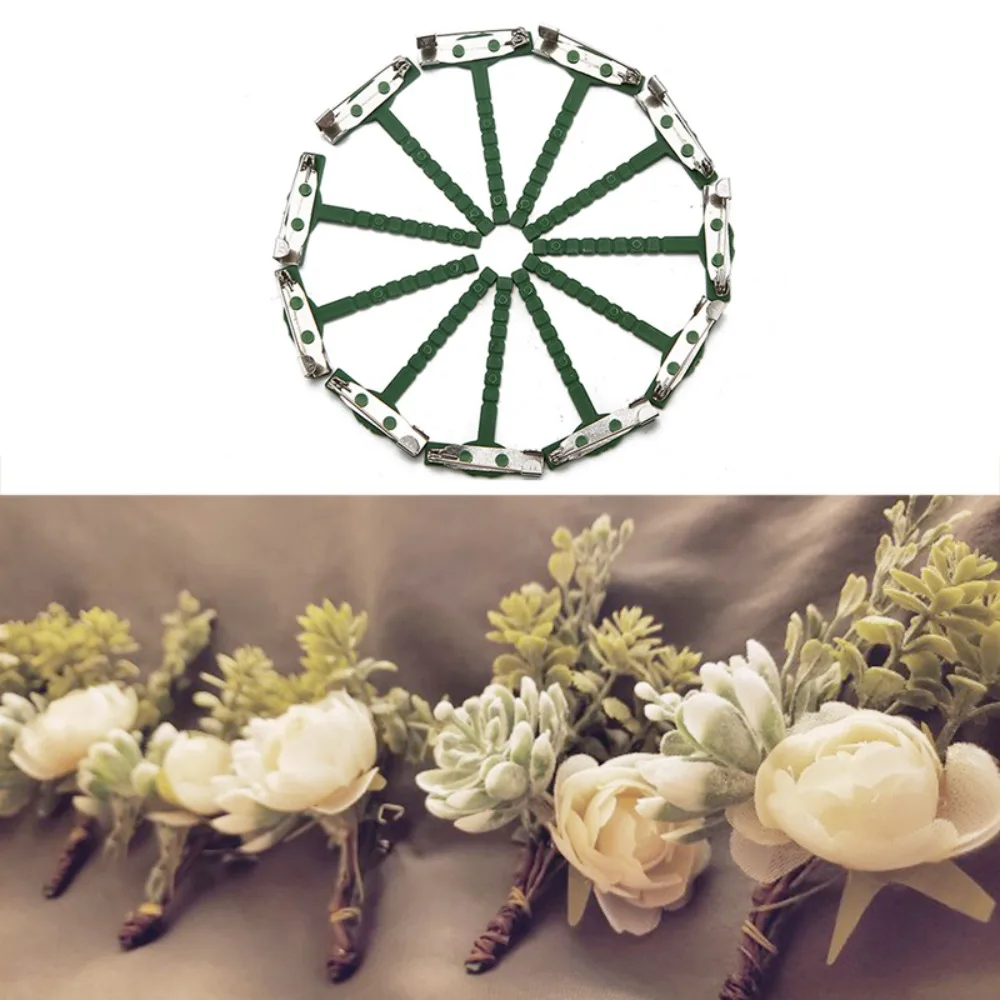 90PCS DIY Accessories Wedding Party Corsage Clips T-Shaped DIY Fake Flower Brooch Plastic Fixed Clips Wedding