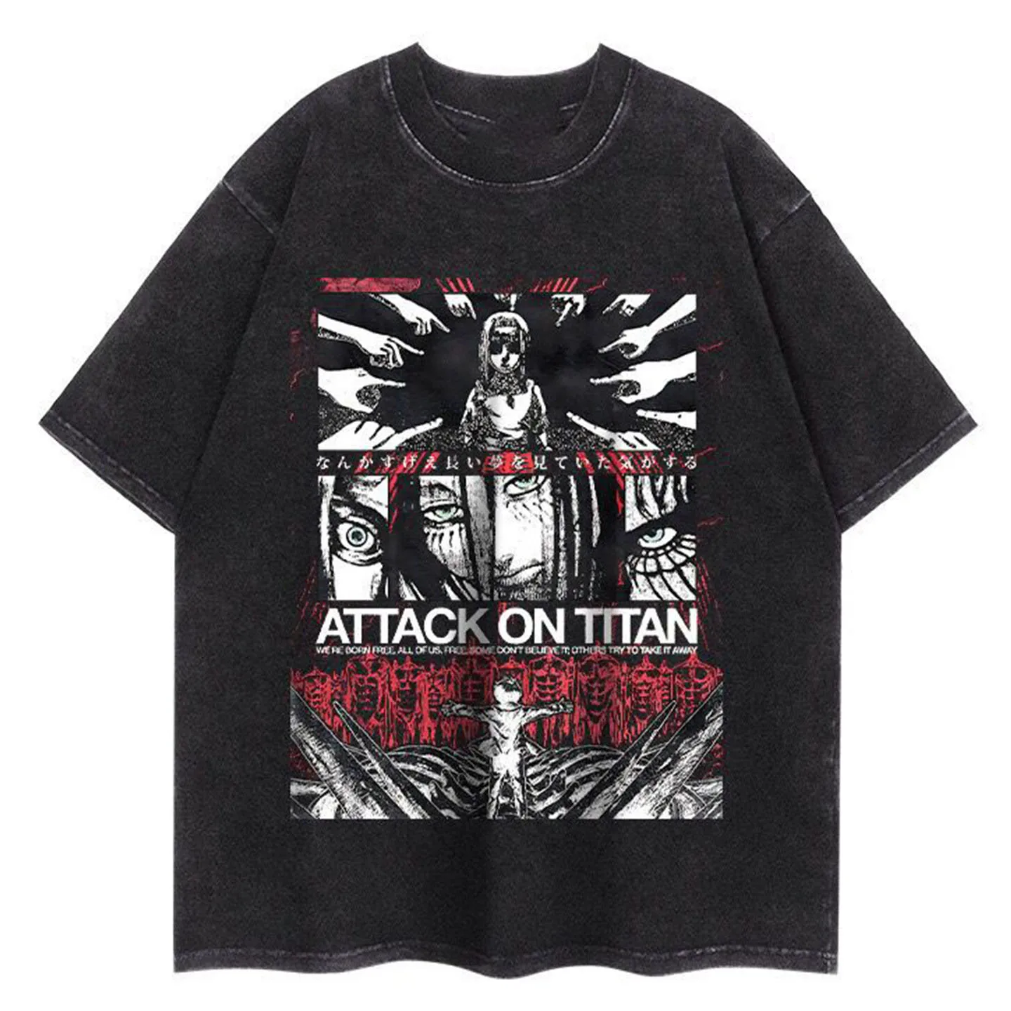 

Summer Y2k Attack on Titan Anime Men's T-shirts Oversized Vintage Washed Short Sleeved Tee Casual Clothing Harajuku Streetwear
