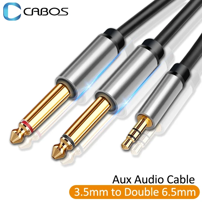 3.5mm to Double 6.5mm Aux TRS Cable Male Mono 6.5 Jack to Stereo 3.5 Jack Audio Cable For Speaker Mixer Amplifier 6.35mm Adapter