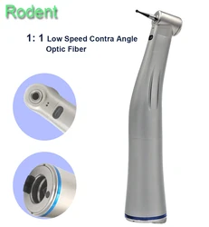 1:1 Contra Angle Internal Water Spray Fiber Optical Low Speed Handpiece with FG Bur Dental Supply Blue Ring