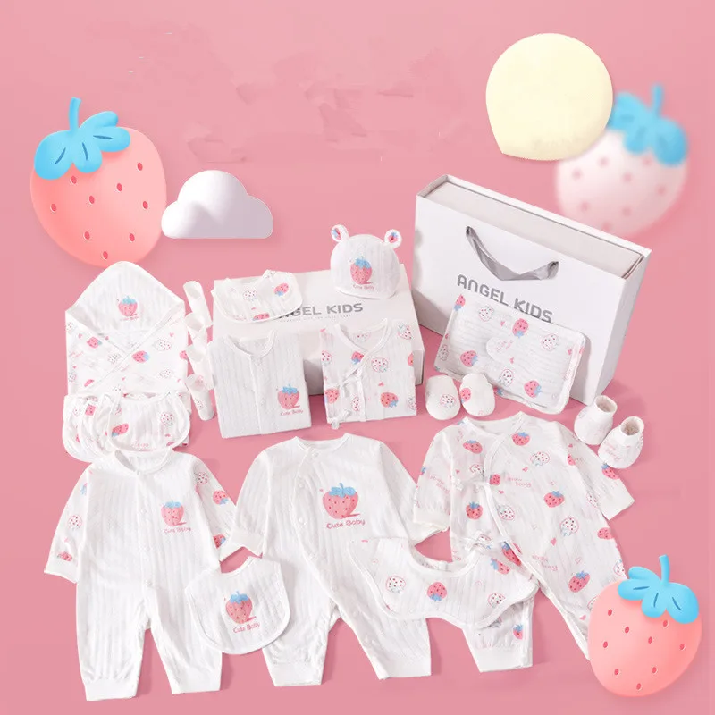 24/26pieces/lot Newborn Baby Clothes Sets For Baby Girls 100% Cotton Infant Summer Clothes Outfits Baby Rompers Hat Bibs