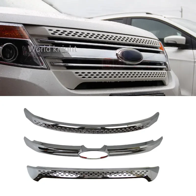 Brand New For Ford Explorer 2011-2015 3PCS High Quality ABS Chrome Car Front Grill Grille Cover Trim Car Styling Accessories