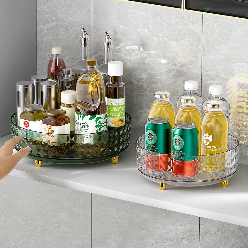 

kitchen rotatable seasoning rack seasoning corner round multifunctional cosmetics rotary storage