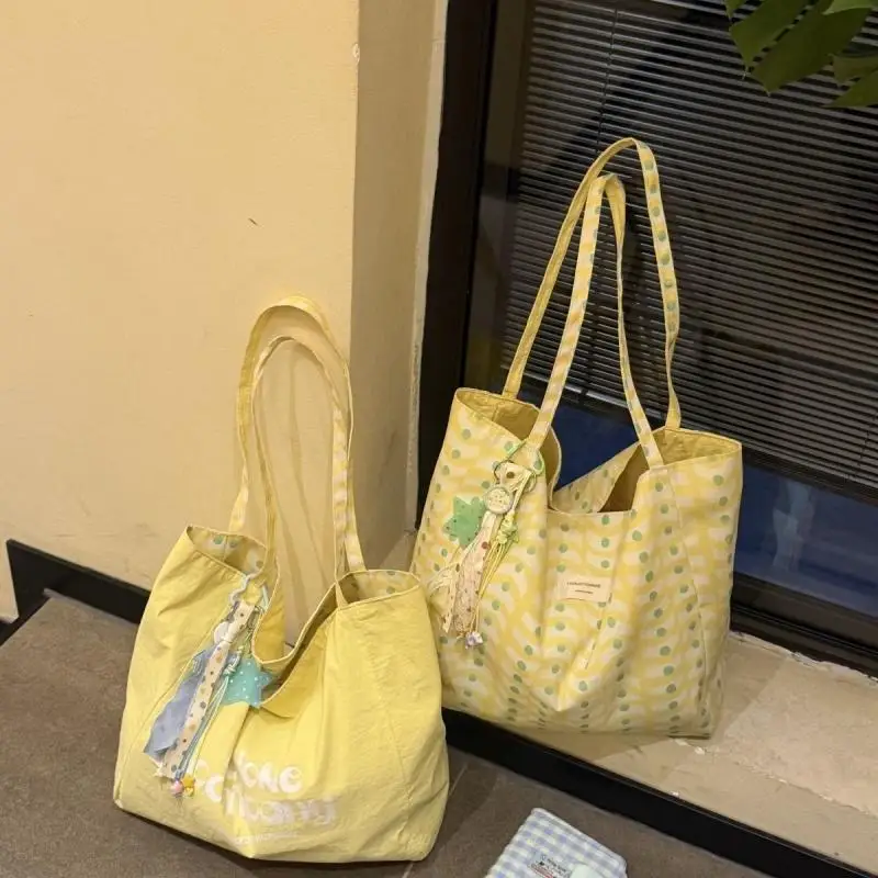 1 Stück Koreanischer Stil Wendbare Canvas-Tragetasche Große Kapazität Lässige Schultertaschen für Frauen Studenten Arbeit Geschenk Einkaufstaschen – Detail 11