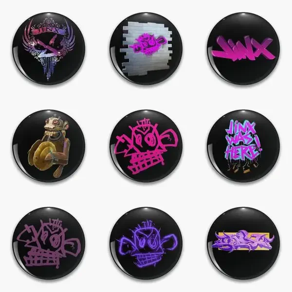 Jinx Was Here Arcane Lol Soft Button Pin Customizable Jewelry Cartoon Fashion Metal Collar Badge Gift Cute Women Lapel Pin Hat