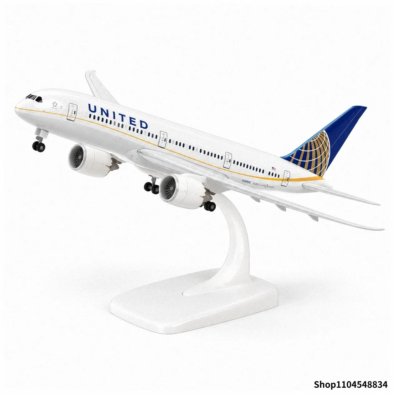 20cm-b787-ユナイテッド航空製-ダイキャスト金属製飛行機模型。スタンドと着陸装置付き。コレクション用の飛行機おもちゃ。プレゼントに最適。