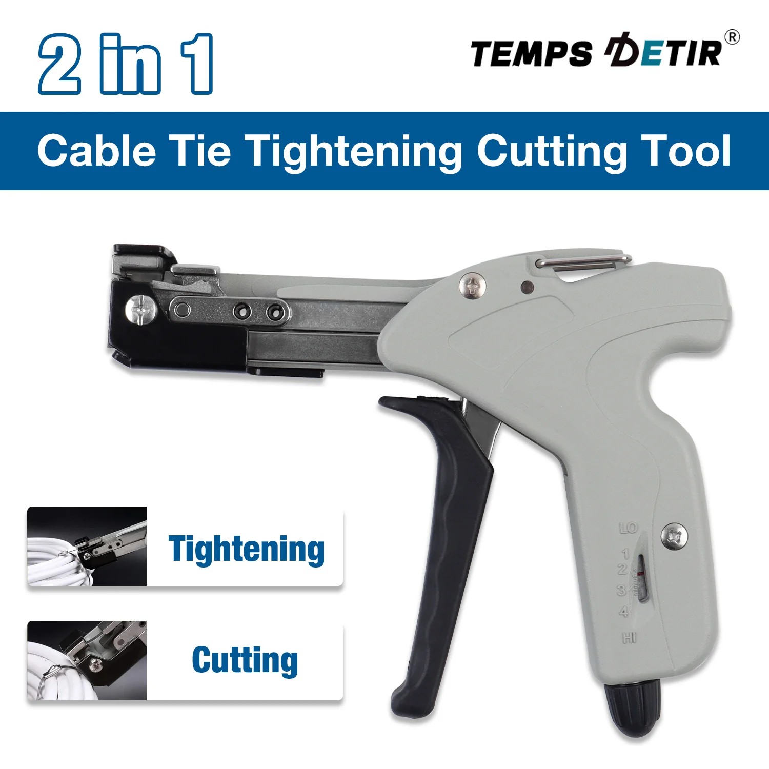 

2-in-1 Stainless Steel Cable Tie Tighten Cutting Tool, Adjustable Cable Tie Gun, Self-locking Tensioning Cutting Cable Tie Plier