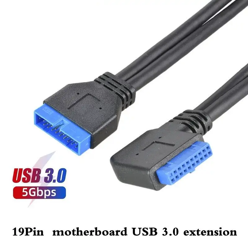 30cm Motherboard USB 3.0 Front Connection Cable Left/Right/Up/Down Bend 20Pin to 19 Pin Male to Female Extension Data Cable
