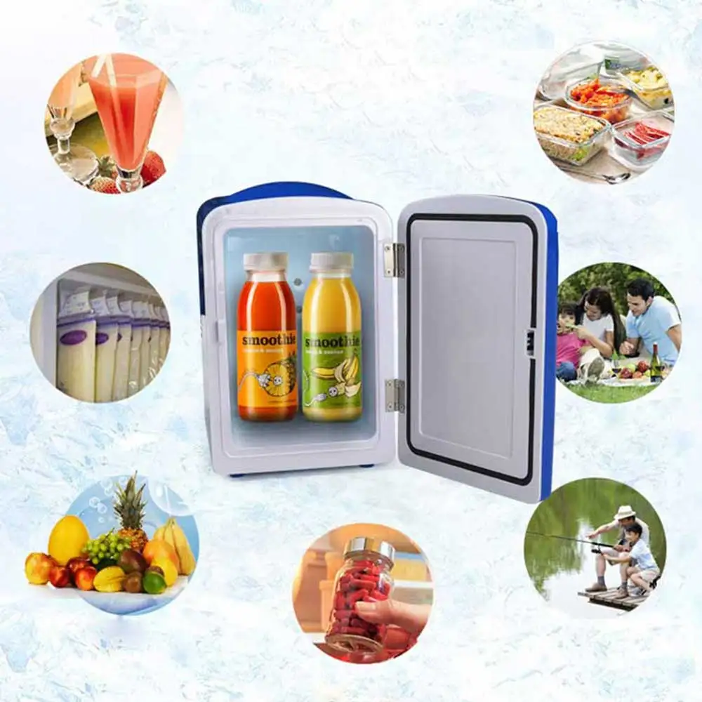 Portable Single Door Fridge 4L Car Refrigerator Small Refrigerator Dual Use Household Frigobar Para Quarto