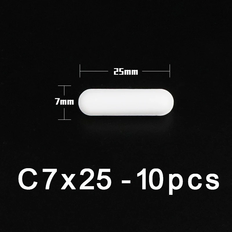 C7x25mm PTFE Magnetic Stir Bar Plain Laboratory  Stirring Bars without Pivot Ring white Spinbars , Cylinder shape 10pcs