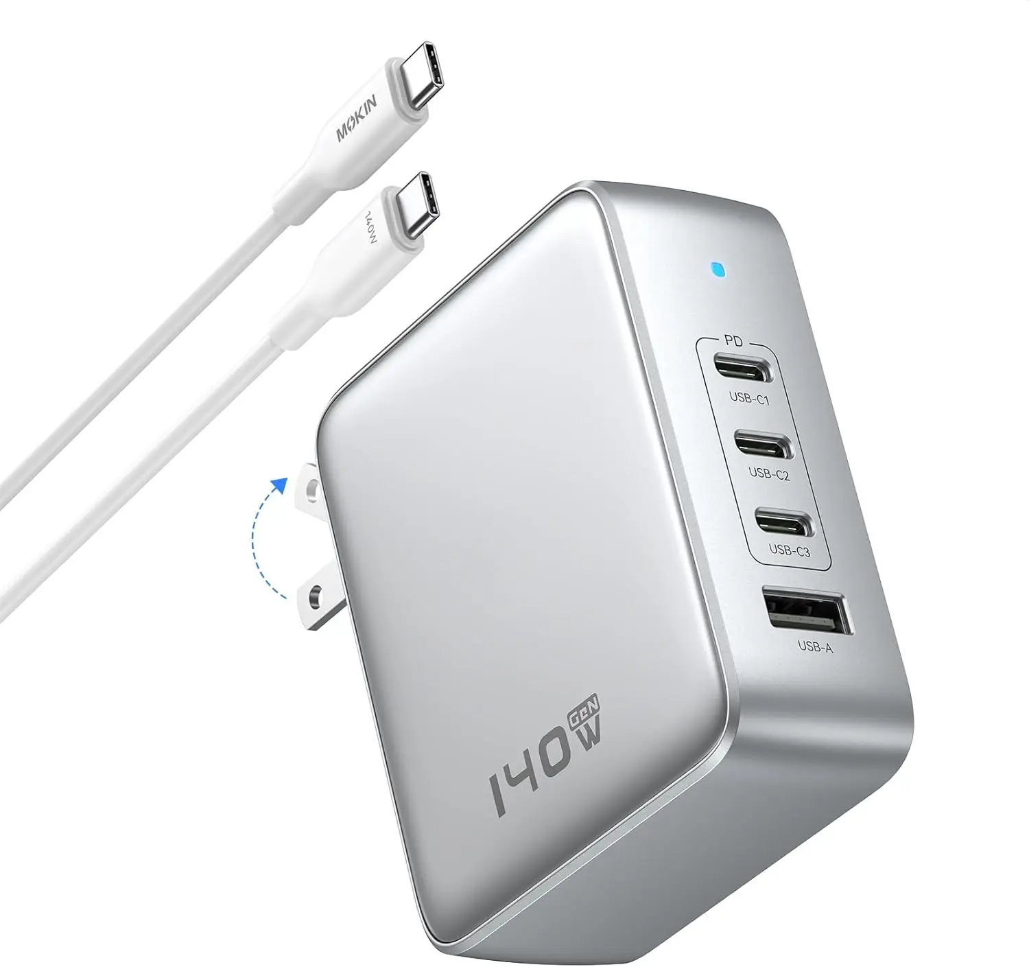

140W GaN USB C Wall Charger, 4-Port PD3.1 Fast Power Adapter for Laptops, Tablets, Phones