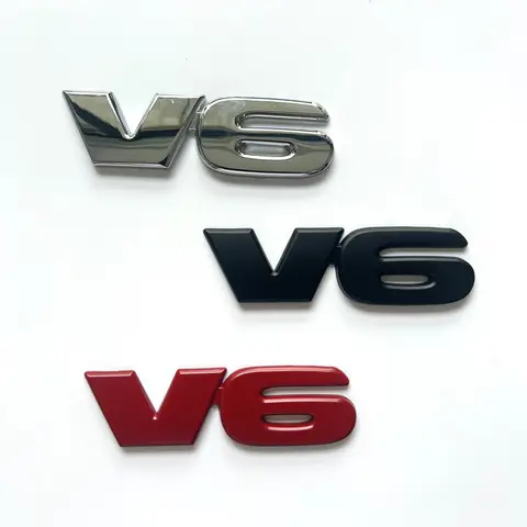 V6 자동차 트렁크 후면 엠블럼 배지 스티커 3D 실버 매트 블랙 자동차 오토바이 트럭 SUV