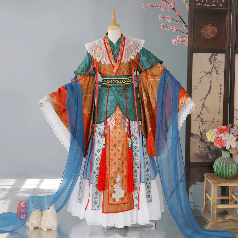 

Ruoshuifang Weijin Style Han Element Ancient Cosplay Costume Recovery Dress Cloud Shoulder Style Dance Han Fu Halloween