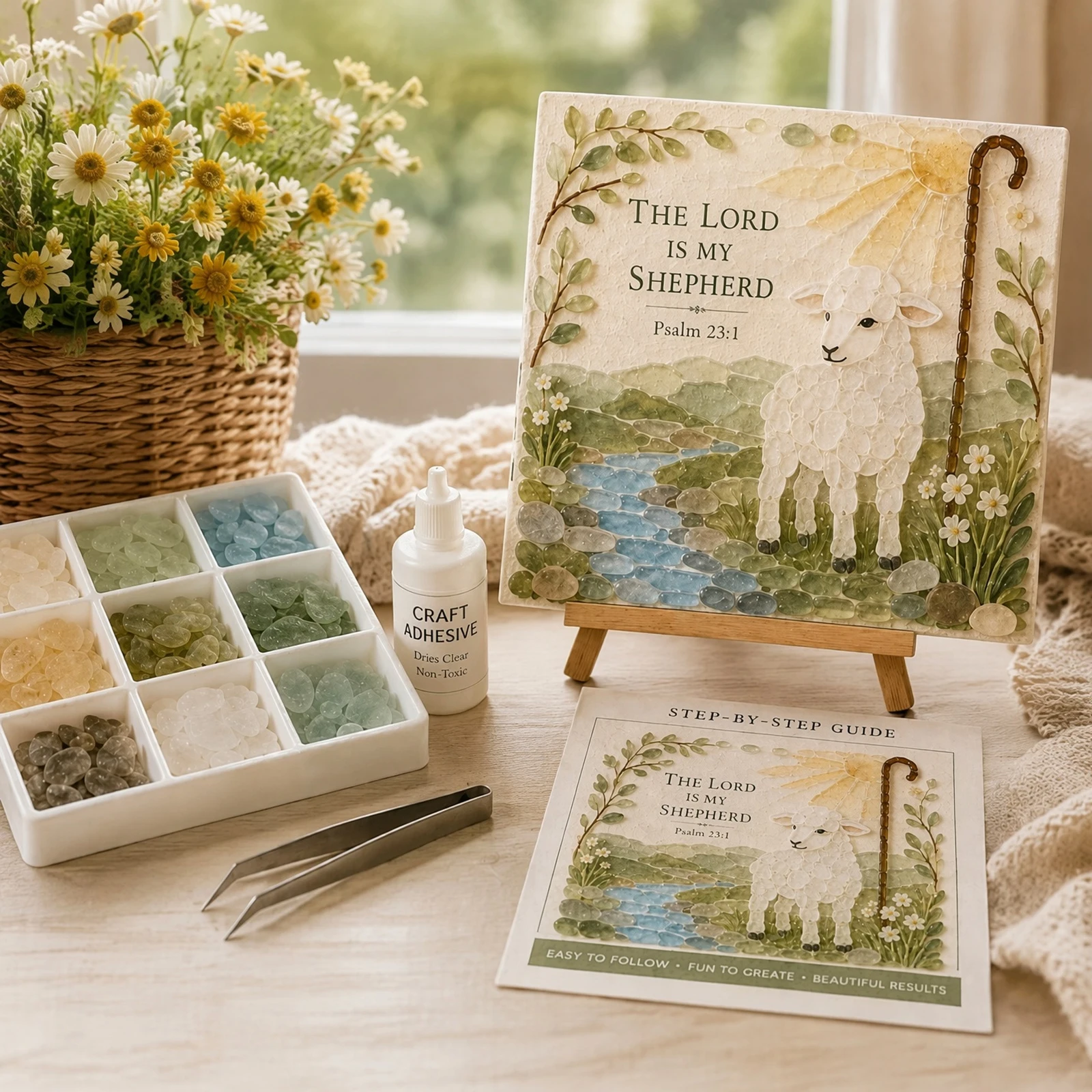 DIY Christian Craft Kit Psalms Christian Wall Mosaic Craft Kits Faith-Themed Craft Set for Faith Home Decor Wall Arts
