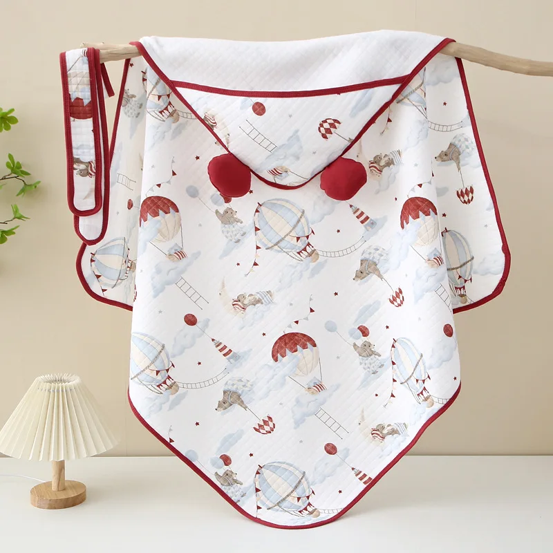 Spring and Summer Newborn Thin Quilt Delivery Room Newborn Baby Swaddle Quilt Hooded Windproof Cartoon