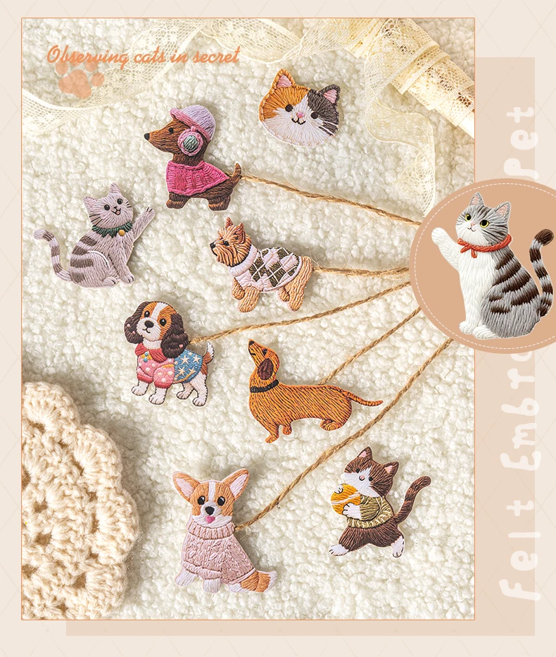 Niedliche Cartoon-Tier-Aufkleber Katze Hund Kawaii Junk Journal Scrapbooking Hobby Bastelbedarf Schneideform Aufkleber Schreibwaren – Detail 12
