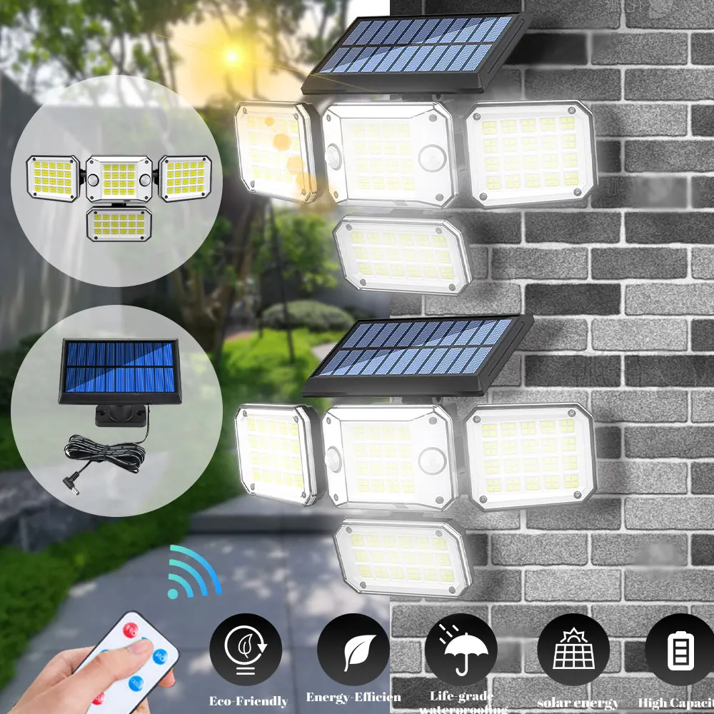 أضواء الجدار LED القوية في الهواء الطلق مصباح للطاقة الشمسية فناء الجدار مصباح جسم الإنسان التعريفي حديقة شرفة باب المرآب إضاءة الشوارع