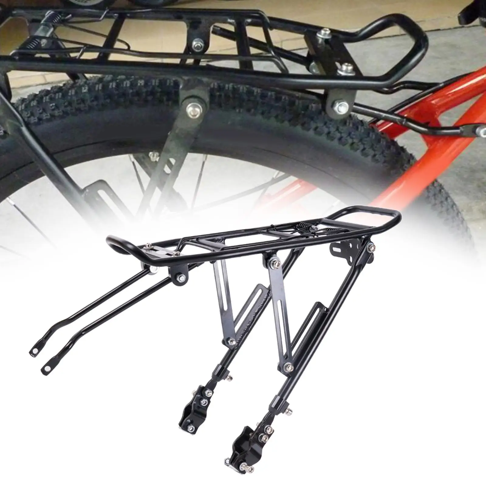 Bicycle Rear Luggage Carrier Cargo Rack Bike Panniers Load Shelf Carrying Carries Up To 60kg