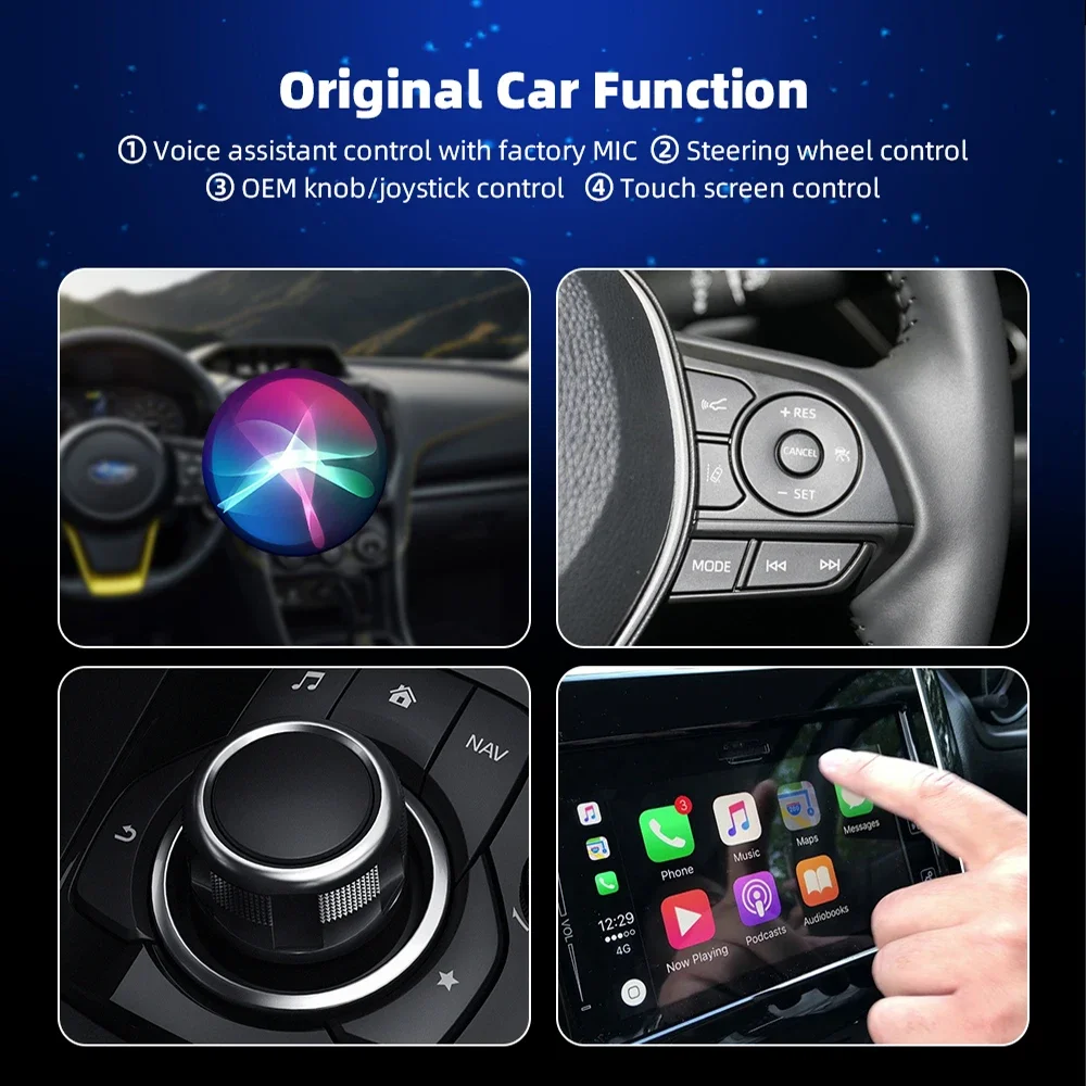 EKIY Wireless Carplay Adapter RGB Colorful Mini Smart Box Plug And Play Bluetooth WiFi Auto Connect For Wired Apple Carplay Cars