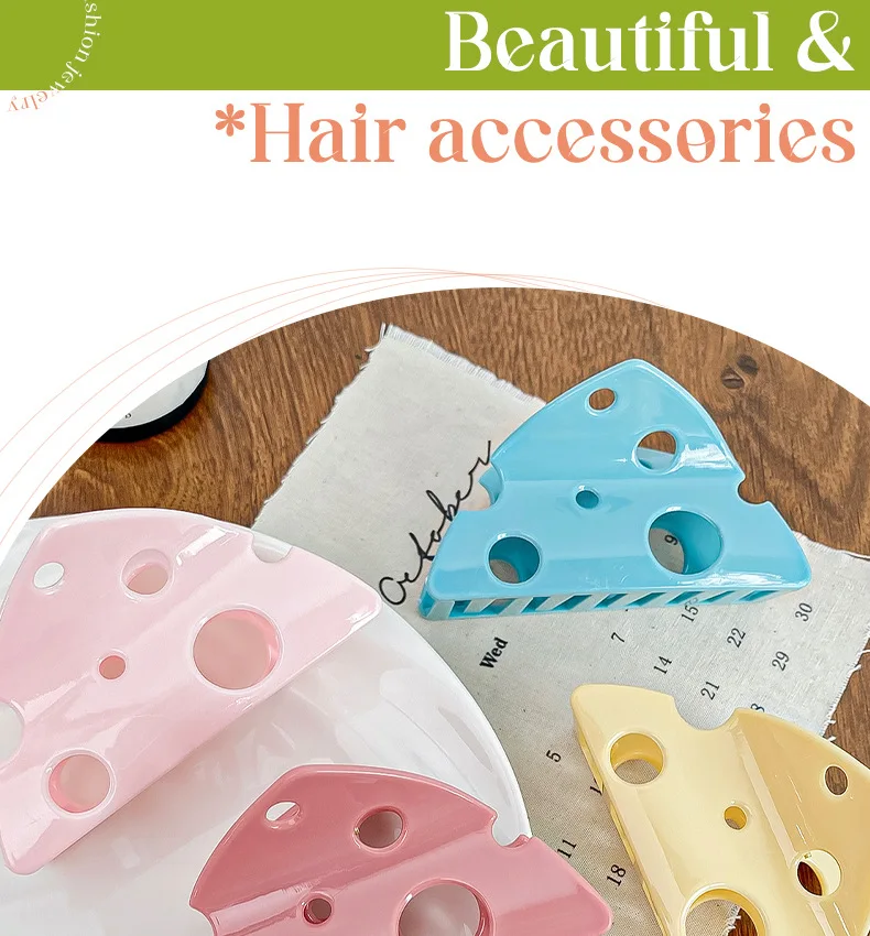Women's Claw Clips Cute Cheese And Cheese Grab Clips Fun Hair Clips Coiled Hair Accessories Large High End Kawaii Shark Clips
