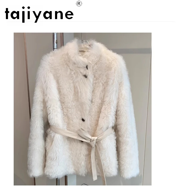 TAJIYANE 100% Naturalna Wełna Toskańska Skóra Owcza Dwustronny Płaszcz Futrzany Damski Ekskluzywna Kurtka z Prawdziwego Futra Zimowe Ubrania 2025 fourrure