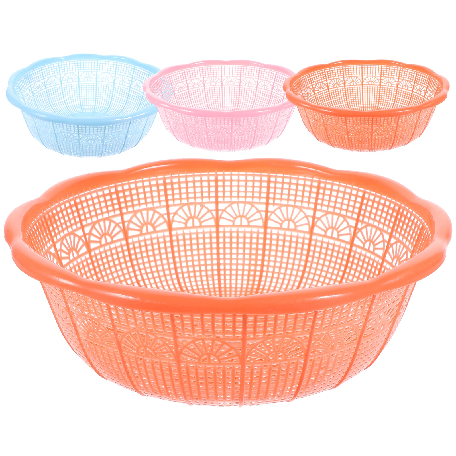 

4pcs Rice Basin Rice Sieve Basin Set Plastic Fruit Vegetable Drain Basket Kitchen Tool Necessity Baskets Sink Strainer