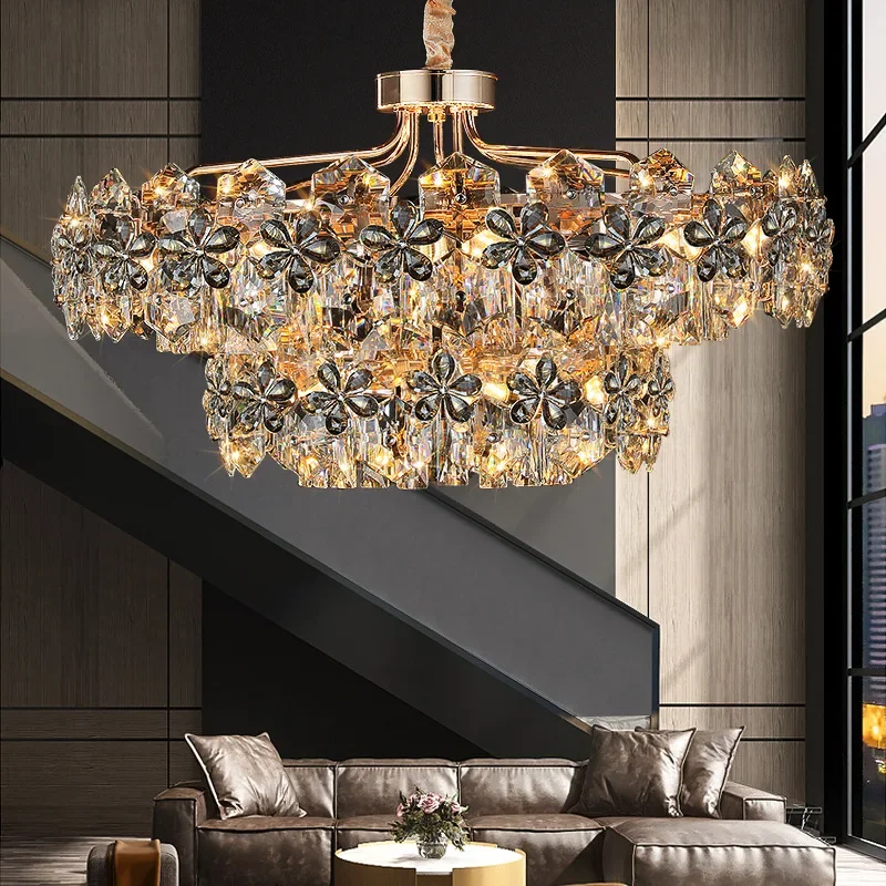 

Modern Crystal Luxury Led Ceiling Chandelier Dining Living Room Bedroom Restaurant Villa Home Decor Items Lighting Pendant Light