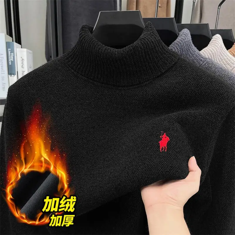 مجموعة جديدة لخريف/شتاء العلامة التجارية لعام 2025: سترة بأكمام طويلة وياقة عالية للرجال مطرزة بشعار الحصان الصغير