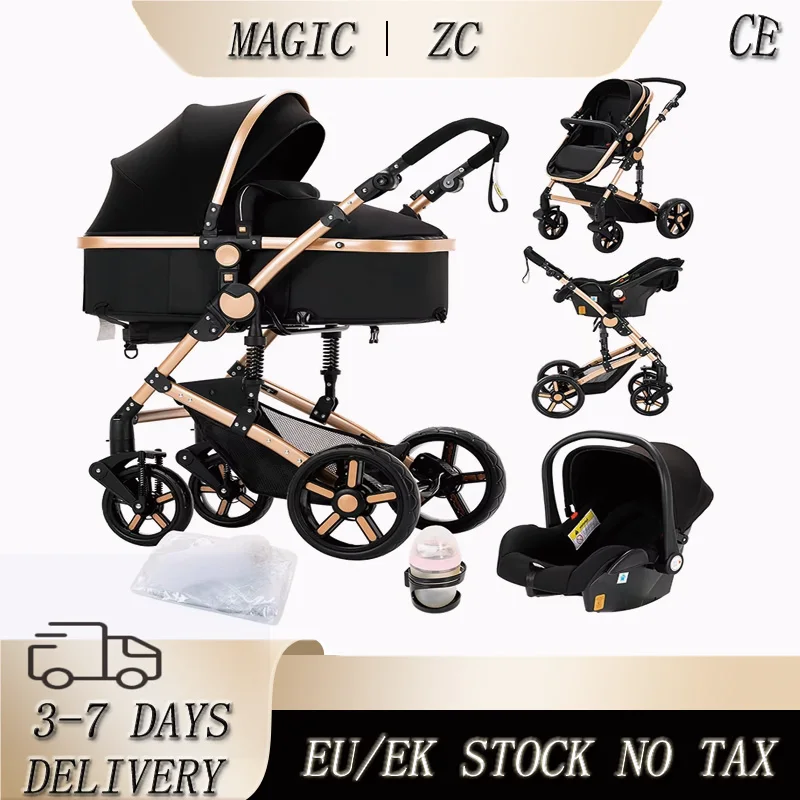 Baby Stroller Baby Car 3 in 1 Baby Stroller Newborn 3 in 1 Stroller Luxury High Landscape Newborn Carriage Mom Shop Cart Fashion