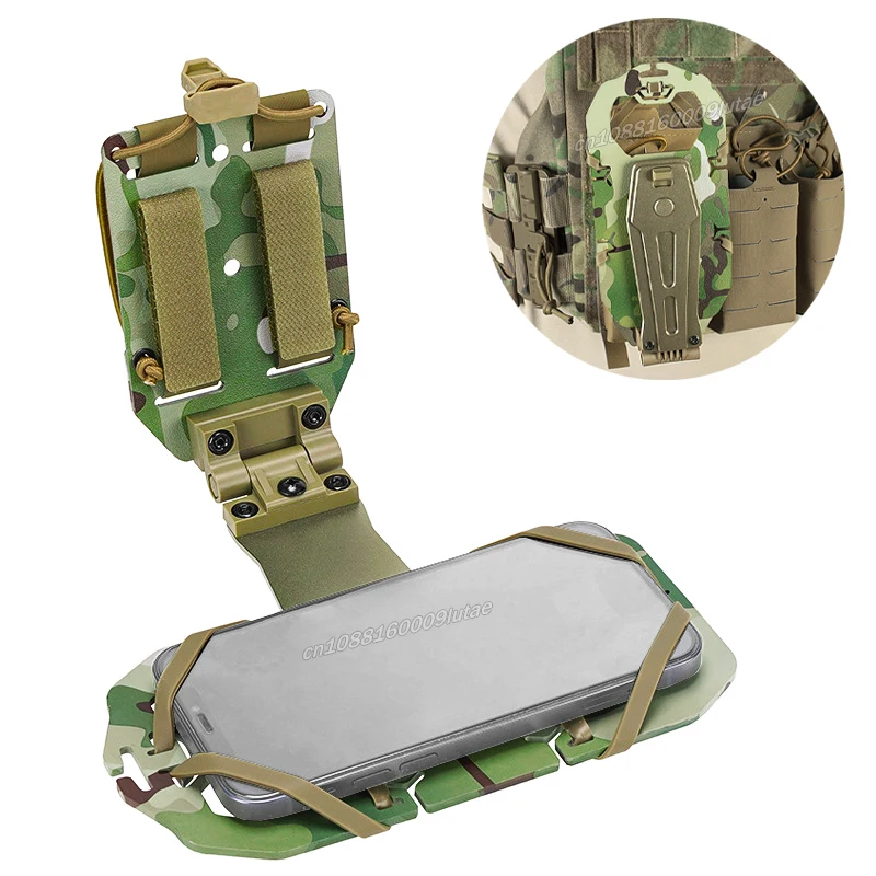 Tactical Rotatable Phone Holder Hunting Vest Front Smartphone Carrier Adjustable Molle Kydex Alloy Foldable Navigation Board
