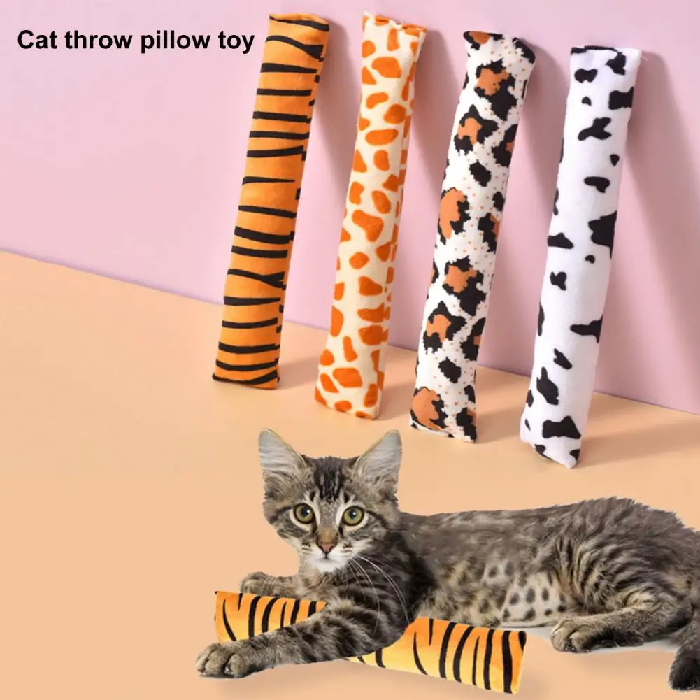 

Pet Plush Thumb Pillow Built-in Sound Paper Deer/Tiger/Leopard/Cow Teeth Cleaning Interactive Catnip Cat Toy Cat Accessories