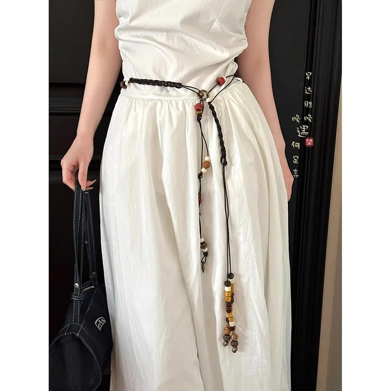 Braided Rope Waist Belt Bohemian Ethnic Vintage Women Dress Office Daily Party Casual Adjustable Chic Elegant Premium