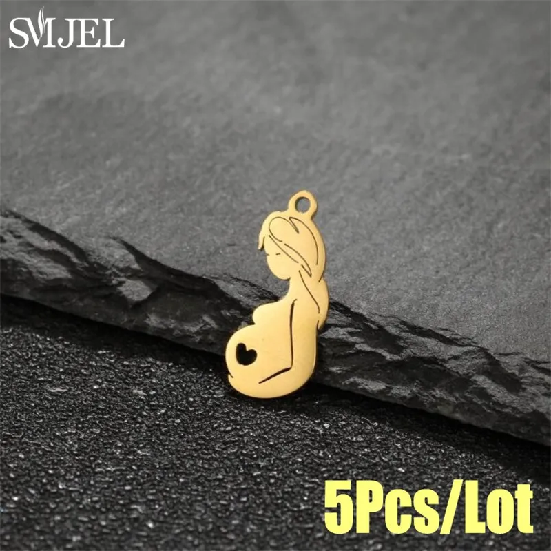 5pcs/lot Family Mom Charms DIY Accessories for Necklace Jewelry Making Stainless Steel Breast Feeding Pendants Mother Gift