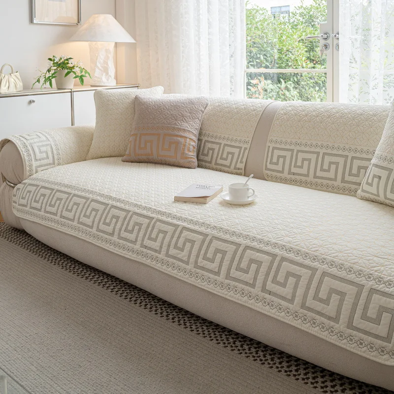 

Сплошной цвет, чехол для дивана с вышивкой, модные четырехсезонные универсальные секционные диванные полотенца, противоскользящие чехлы для диванов для гостиной