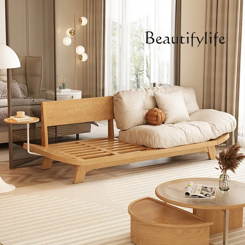 

Nordic Log Living Room Simple Modern Solid Wood Cloth Craft Sofa