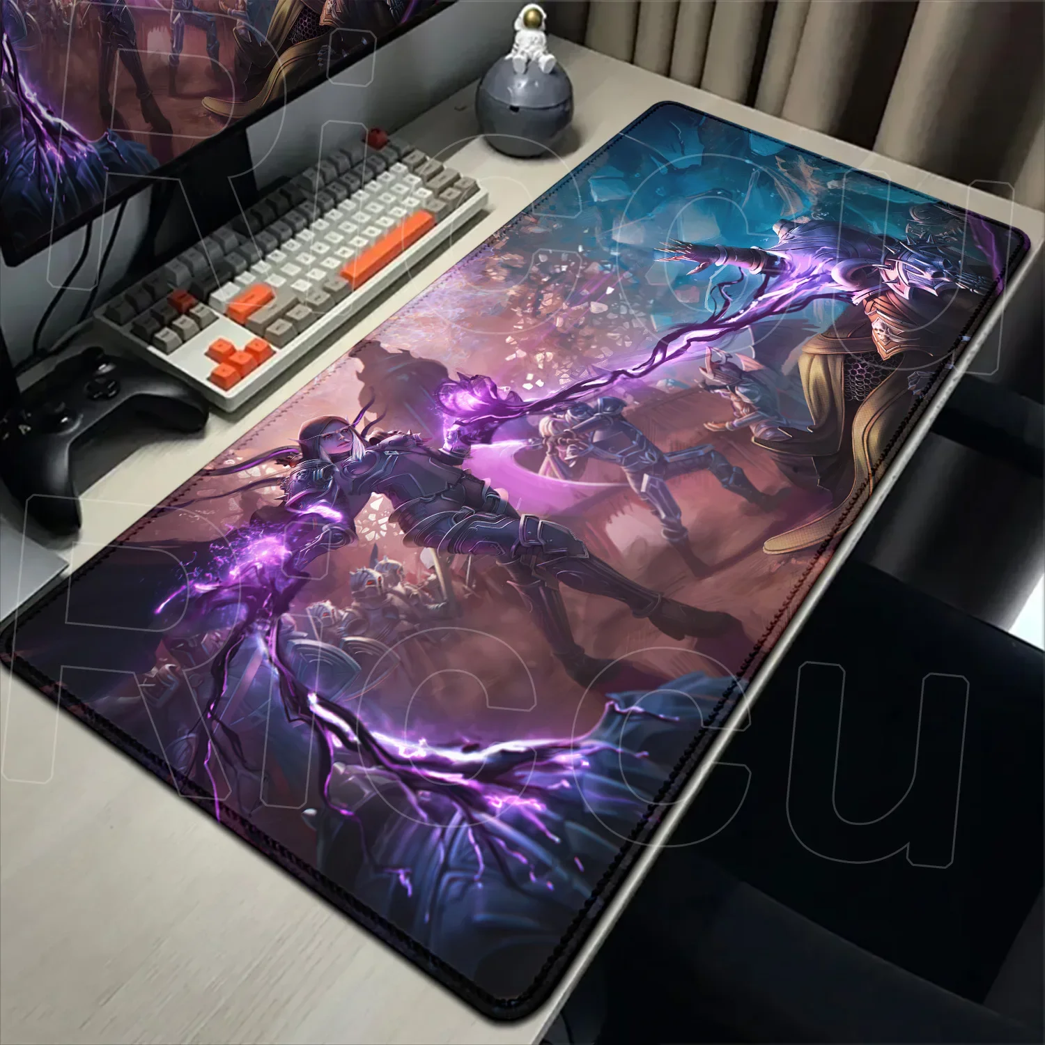 لوحة ماوس مطاطية مطبوعة عالية الدقة من World Of Warcraft كبيرة غير قابلة للانزلاق مقاس XXL Pc Gamer WOW لوحة طاولة Lich King لوحة مفاتيح وماوس